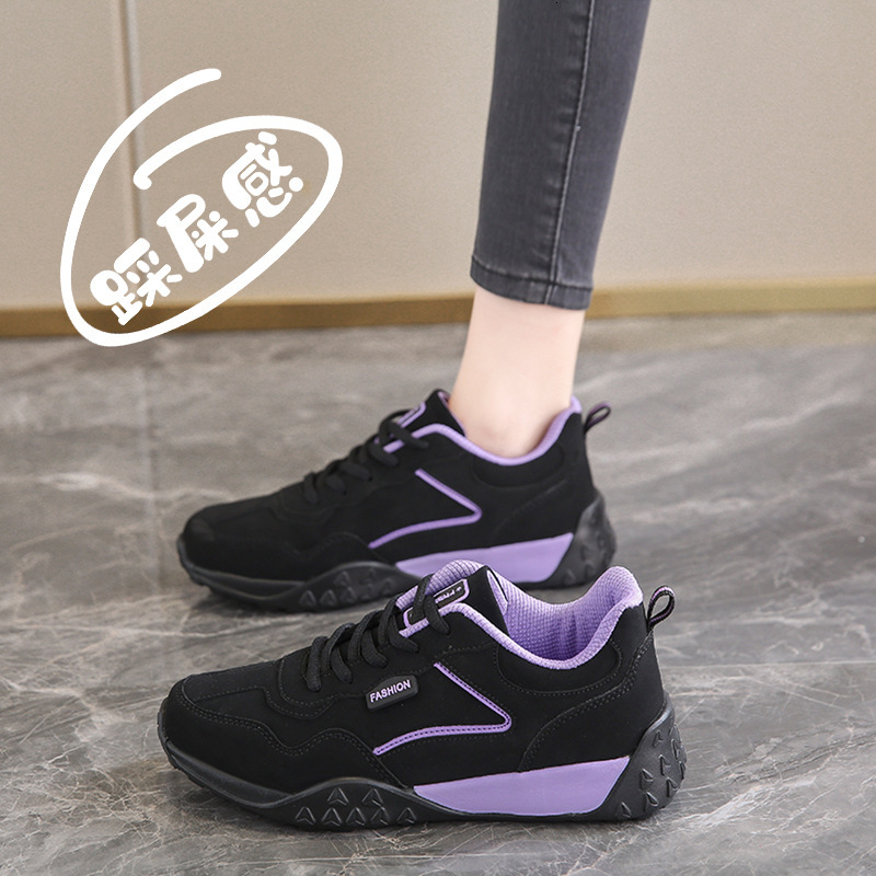 Ddmysports Non Slip Soft Sole Old Beijing Sneakers For Women Spring And Autumn Fleece Lined Lightweight Leather Casual Travel Shoes Mom Outdoor Shoes