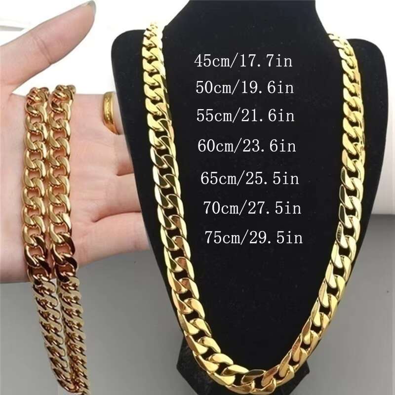 Mens New Fashion Gold Plated Necklace 6MM Thick Cuban Link Chain Hip Hop Bling Jewelry