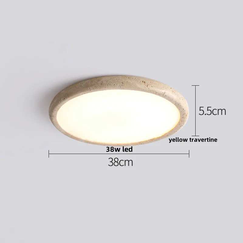 IWHD Nordic Modern LED Ceiling Lights Living Dining Room Decoration Yellow Travertine Stone Wabi Sabi Plafond Lamp Lampara TechoXJ2500613