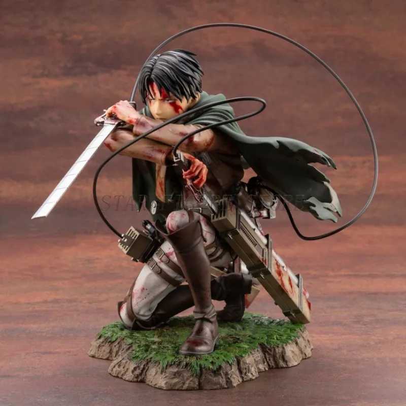 Attack On Titan Action Figure Levi Ackerman Figurine 18cm Collection Shingeki no Kyojin Statue Battle Damage Rivaille Model Toys XJ250614