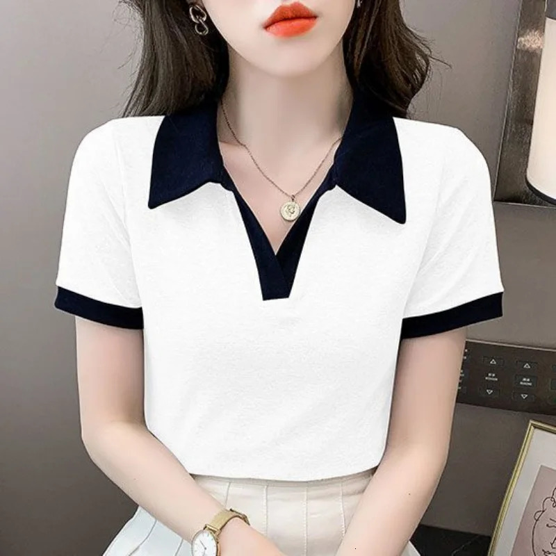 Top Products Pullover Tall Polo Neck Tee Shirts for Women Rayon T Shirt Elegant Trend Summer Aesthetic Korean Yellow 250609