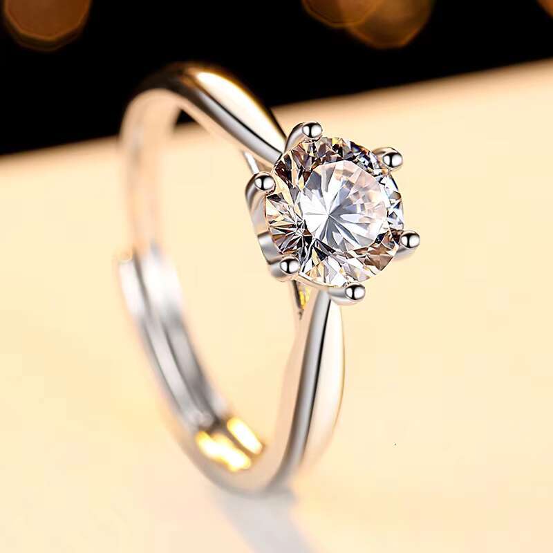 Custom Solitaire Rings White Gold Plated Moissanite 1ct Non Fading Jewelry Accessory Women Promise Rings 925 Sterling Silver
