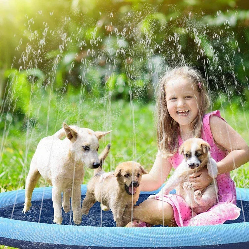 170cm Summer Dog Toy Splash Sprinkler Pad Pet Swimming Pool Interactive for Pet Children Interactive Outdoor Play Water Mat Toys 250614