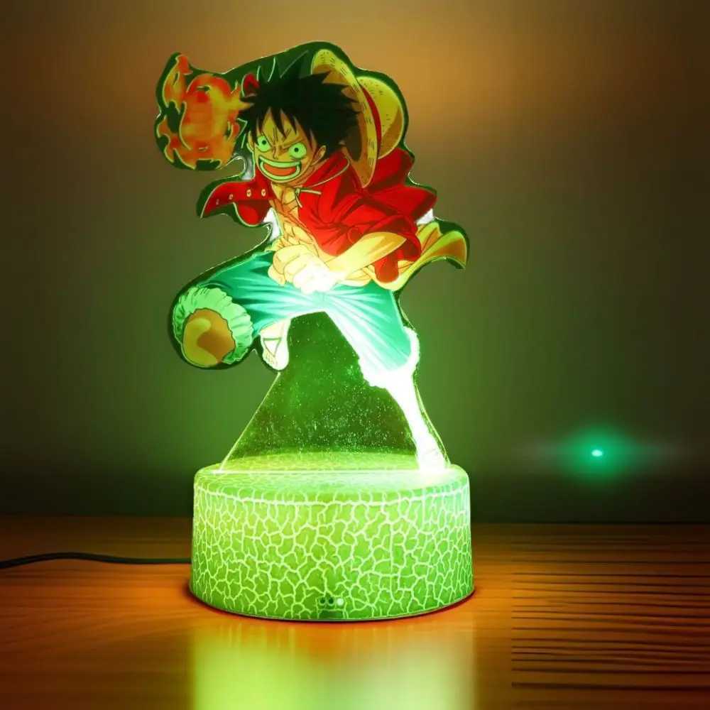 Actions Figure One Piece Luffy Zoro Anime Figures 3D Lamp PVC Action Collection Model Toys LED Night Light Kid Christmas Gift XJ250614