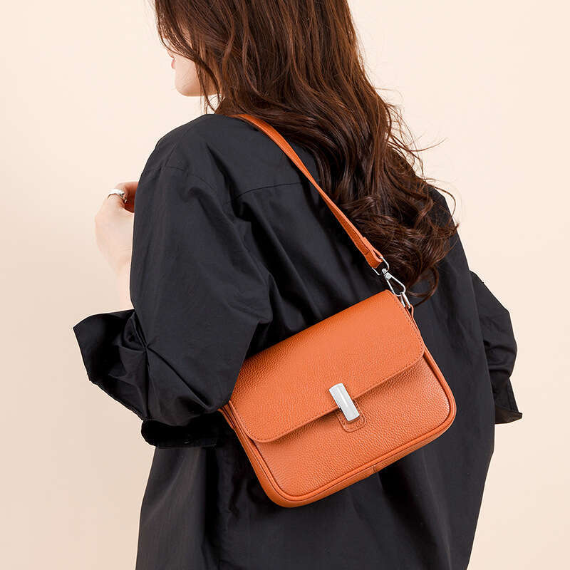 Women's Crossbody Textured Genuine Leather Small Square New Korean Style Simple Versatile Shoulder Bag