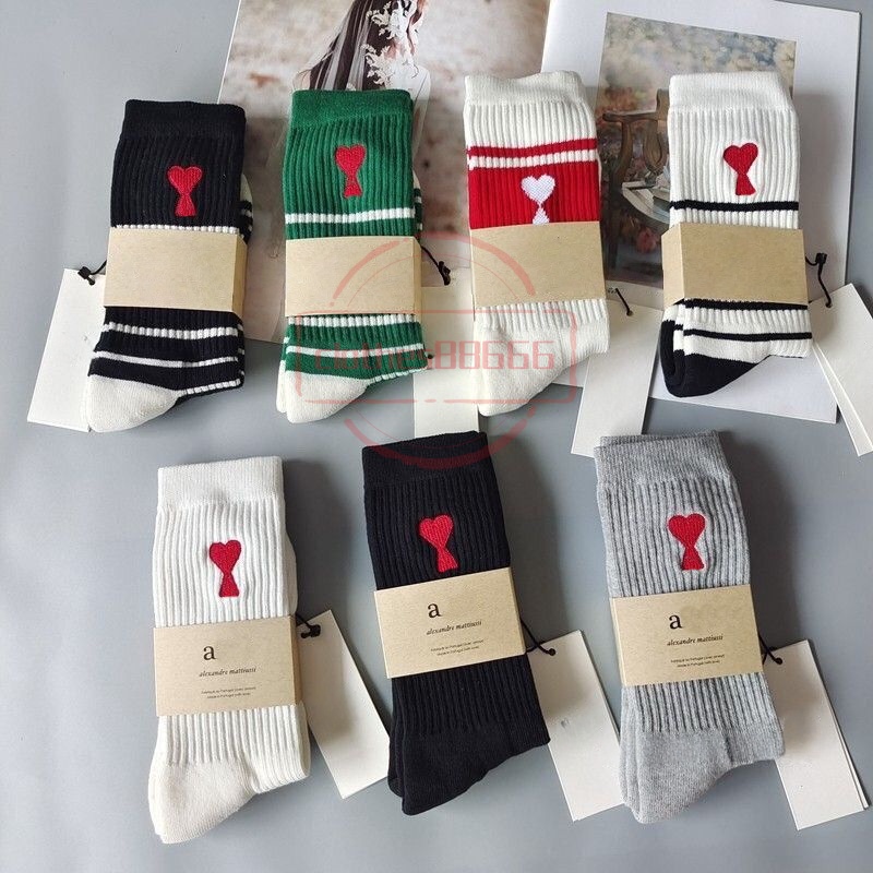 Designer socks Men's women's Fashion Embroidery Pattern Stripes Solid Color Black White Grey High quality luxury cotton sports casual Spring autumn socks