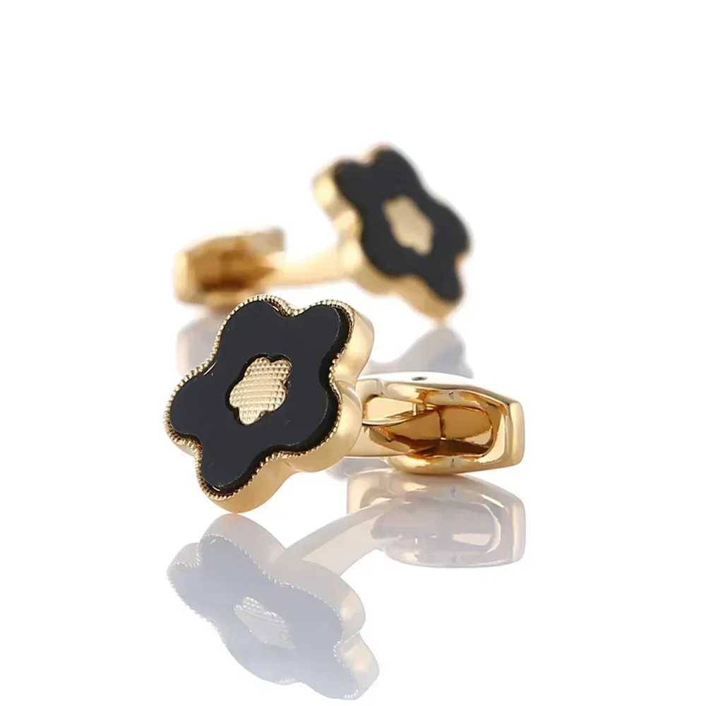 French Shirt Cufflinks High Quality Golden Two-color Lucky Flower BusinESS Banquet Wedding Mens and Womens Cuff LinksXJ250614