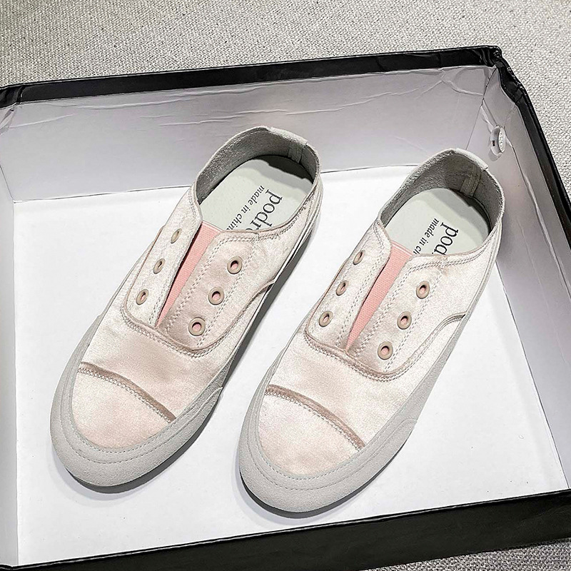 Ddmyoutdoor Women S Spring New Single Korean Style Casual Flat Comfortable Satin Slip On Lazy Shoes Outdoor Shoes
