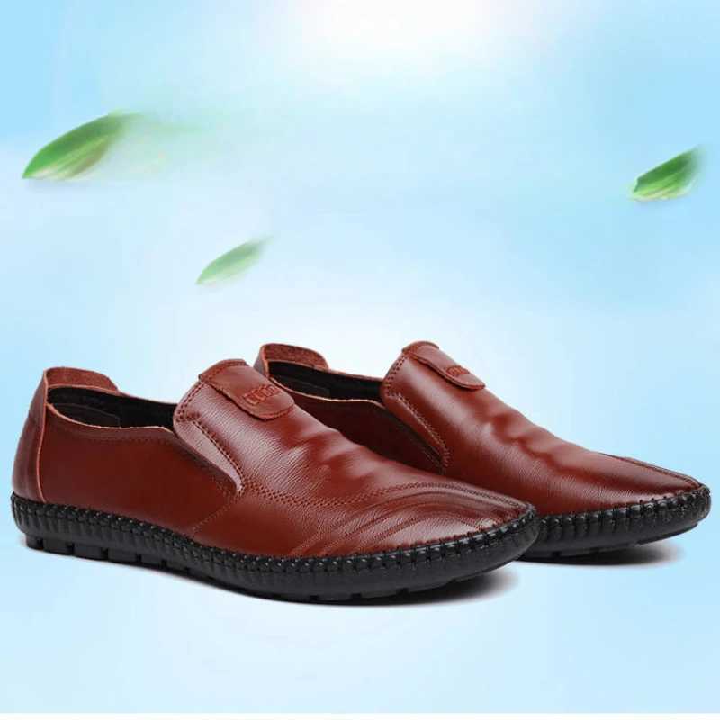 2024 Autumn Casual Mens Shoes Versatile Soft Leather Footwear Comfortable Loafers Male Breathable New Flat Shoes XJ250614