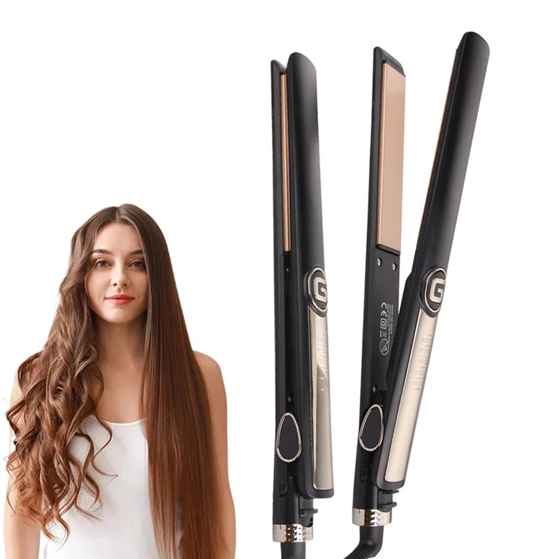 Professional Salon Flat Iron 2 in 1 Straightening Curling Iron and Straight Ceramic Hair Straightener 250611