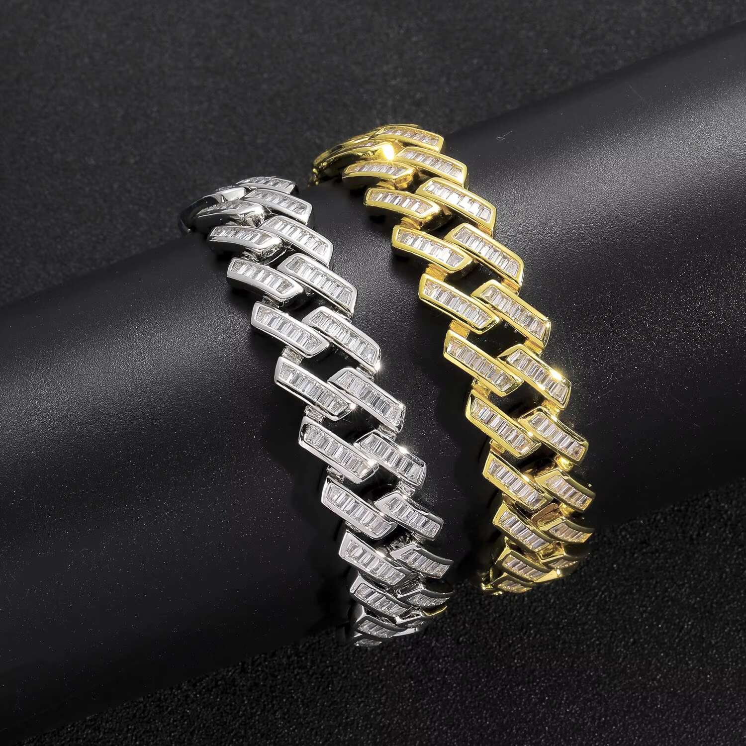 Hot Selling 16MM Moissanite Iced Zircon 925 Sterling Silver Miami Cuban Link Chain Necklace for Men Diamond Bracelets Bangles