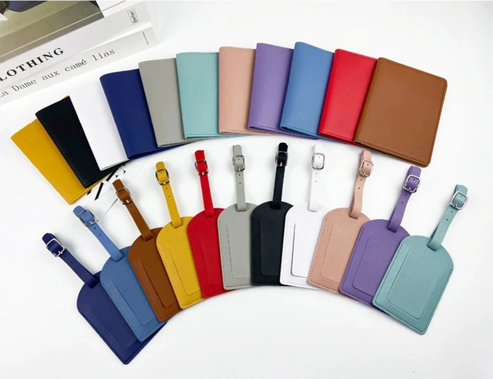 Free Custom Name Travel Passport Holder Luggage Tag Set PU Leather Personalize Letters Gift Cover Suitcase Label 250614