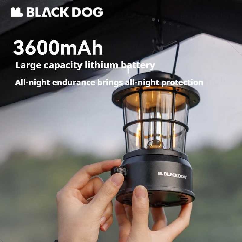 Naturehike Blackdog Camping Hanging Lamp Waterproof Outdoor Emergency Tent Retro Atmosphere Lantern 3600mAh Rechargeable Light W250613