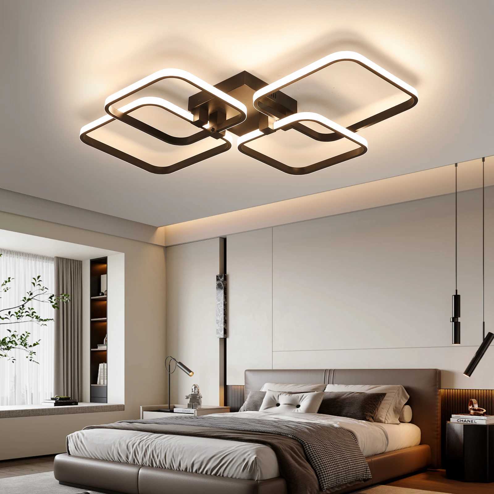 Modern LED Ceiling Light with Remote Control Dimmable Chandelier for Living Room Bedroom Flush Mount Lighting Fixture IndoorXJ2500613