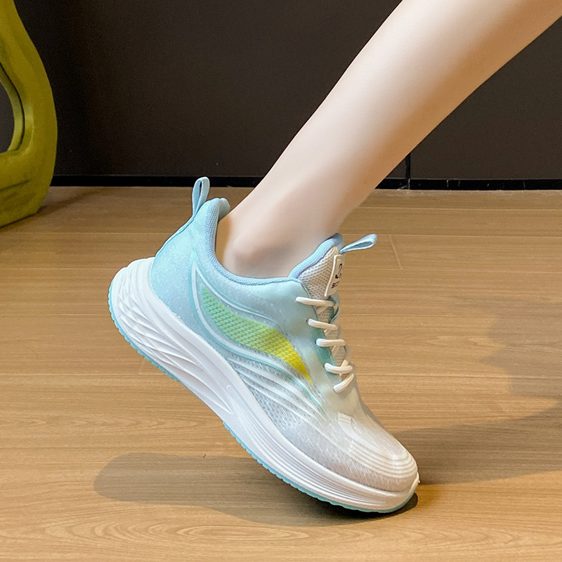 Ddmysports Ins Korean Style New Flyknit For Women Spring Student Sports Running Casual Shoes Thick Sole Height Increasing W Outdoor Shoes