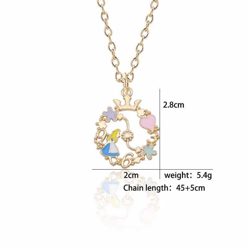 Roman Alice In Wonderland Figurine Pendant Necklace For Women Kawaii Heart Christmas Geometric Party Jewelry Accessories Gift Z250614