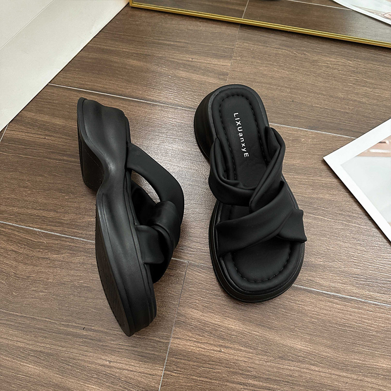 Ddmyoutdoor Thick Soled Summer Sandals For Women Fashionable Outdoor Wear New Style High End Niche Beach Casual One Strap Slippers Outdoor Shoes