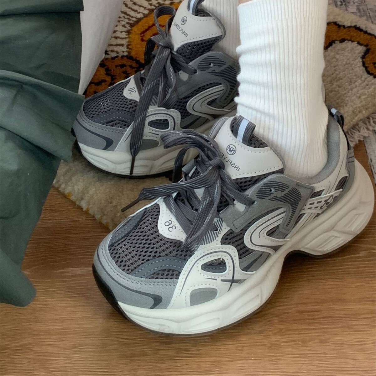 Ddmysports Spring Casual Thick Soled Sneakers For Women New Height Increasing Versatile Dad Breathable Mesh Running Shoes Outdoor Shoes