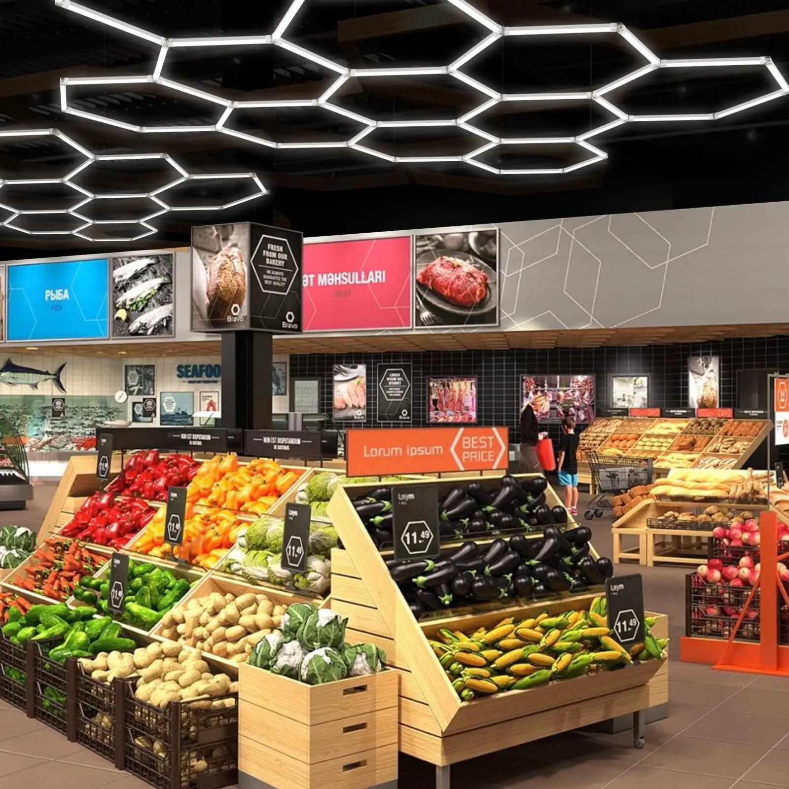 Hexagon Garage LED Lights 25 Pack 240W Garage Lights Ceiling LED Work Light Super Bright 6500K Hexagon Honeycomb LED XJ2500613