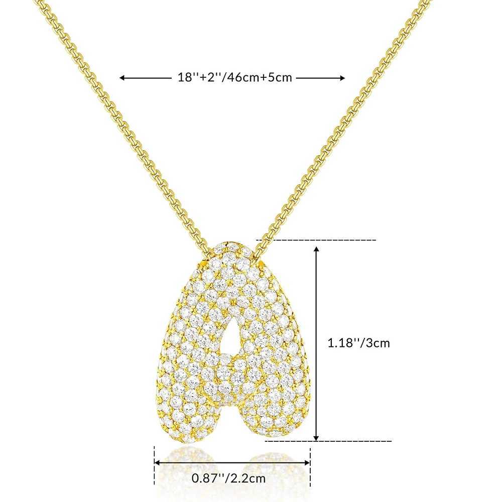 Sparkly CZ Zircon Letter Initial Necklace for Women Box Chain Gold Plated Balloon Bubble A-Z Pendant Neckalces Jewelry Gift Z250614