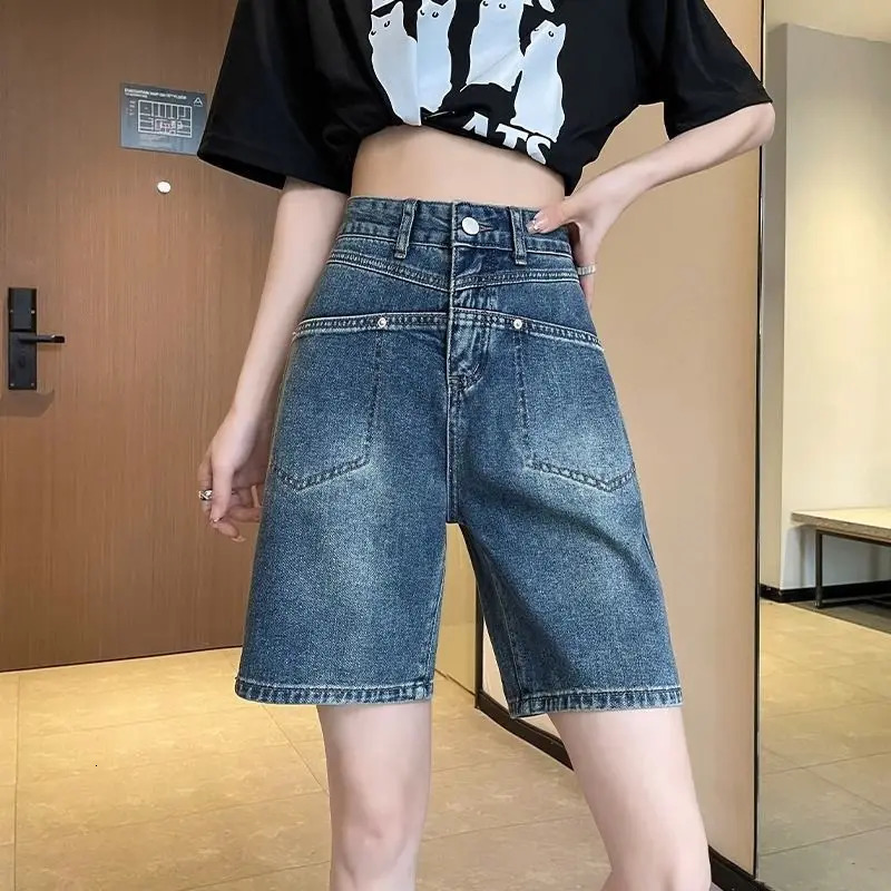High-waisted Five-point Denim Shorts for Women in Summer Thin Large Size Loose 250613