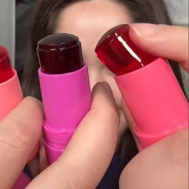 Jelly Lipstick Milk Facial Rouge Cream Moisturize Powder Blusher Stick Waterproof Long-lasting No Fading Korean Cosmetic happy