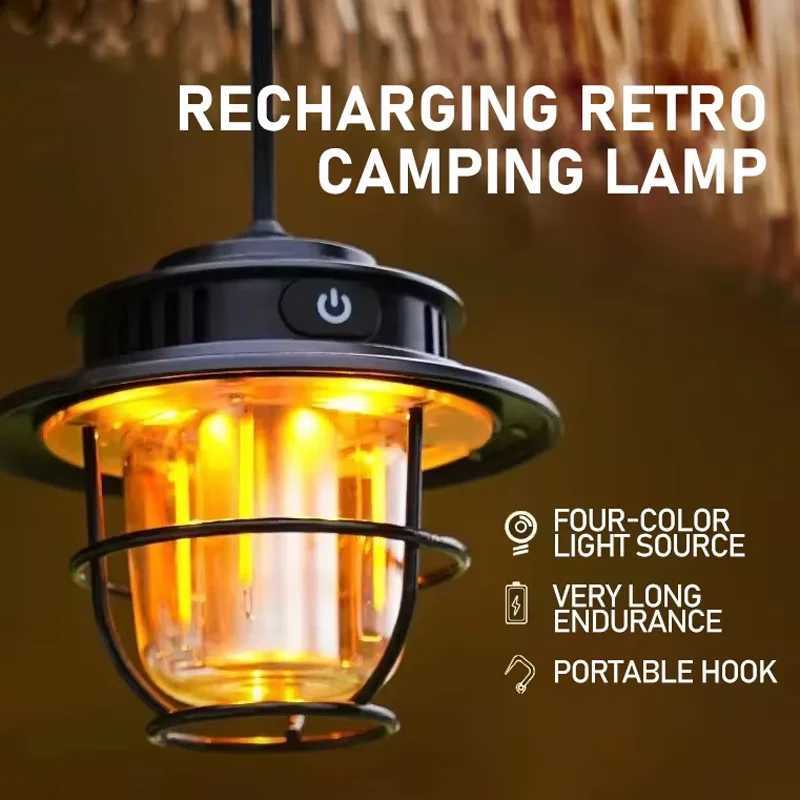 Outdoor Multi-Function Retro Horse Lantern Without Dimming Multi-Color Temperature Tent Light LED Charging Camping Light W250613