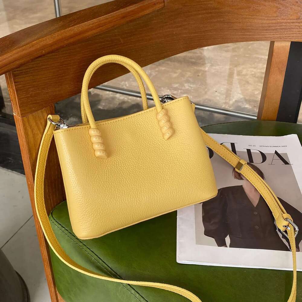 2025 Leather Women's Handbag Small Tote with Detachable Mini Purse Minimalist Bucket Bag