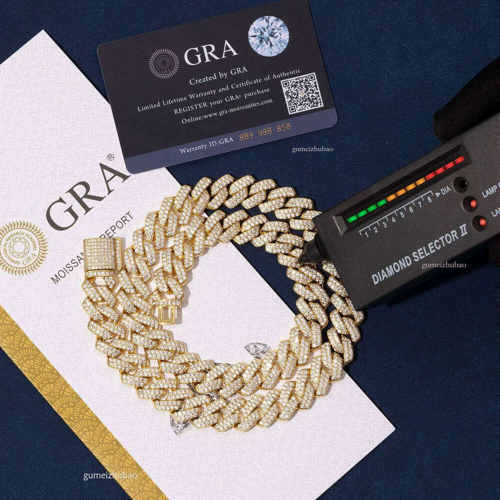 moissanite cuban link chain 14mm round cut vvs sterling sier iced out box clasp designer product men and women