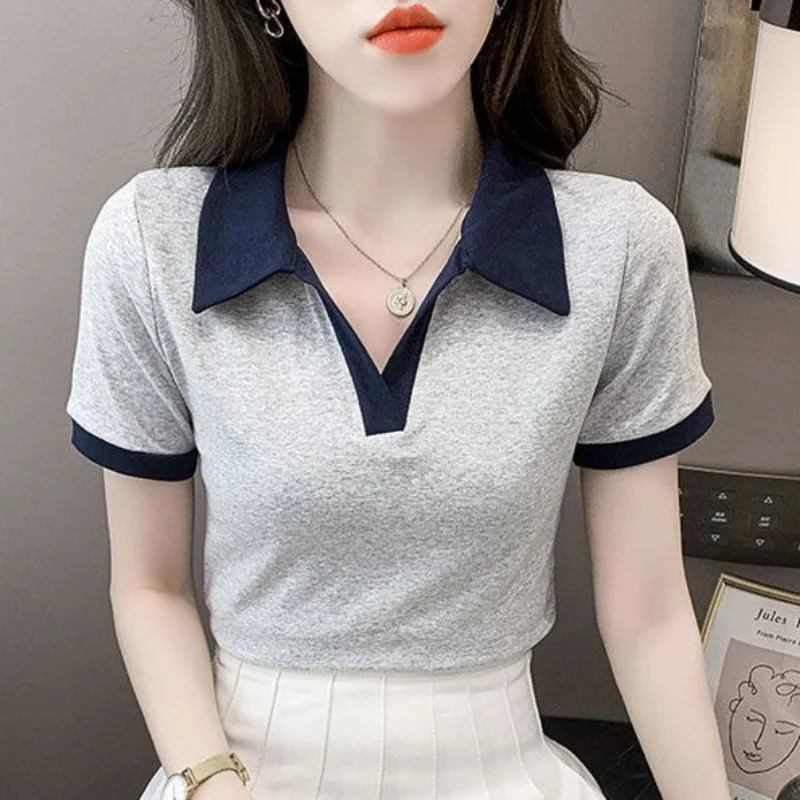 Top Products Pullover Tall Polo Neck Tee Shirts for Women Rayon T Shirt Elegant Trend Summer Aesthetic Korean Yellow 250609