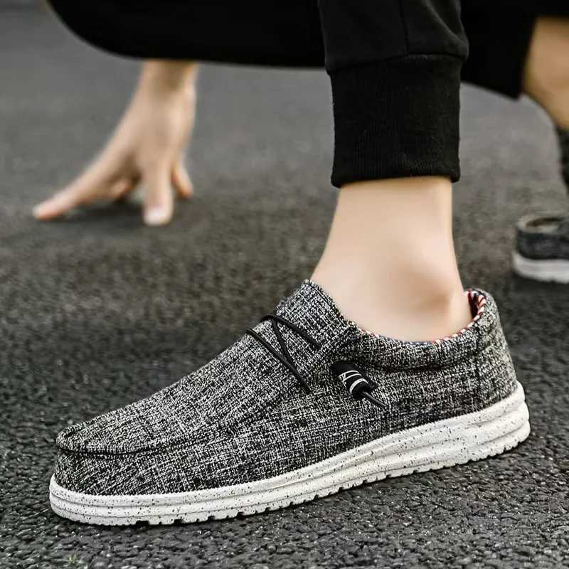 Mens Fi Canvas Loafers Comfortable Lightweight Breathable Mens Casual Shoes Flat Slip- Driving Shoes Man 2025 XJ250614