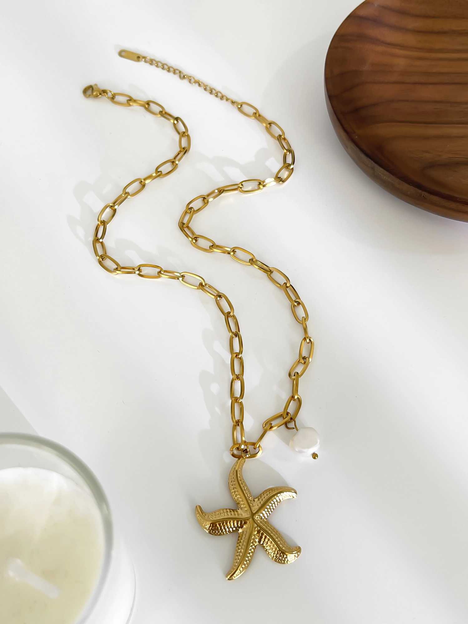 Perisbox 316L Stainless Steel Big Starfish Natural Freshwater Pearl Pendant Necklace for Women Trendy Summer Party Jewelry Gift Z250614