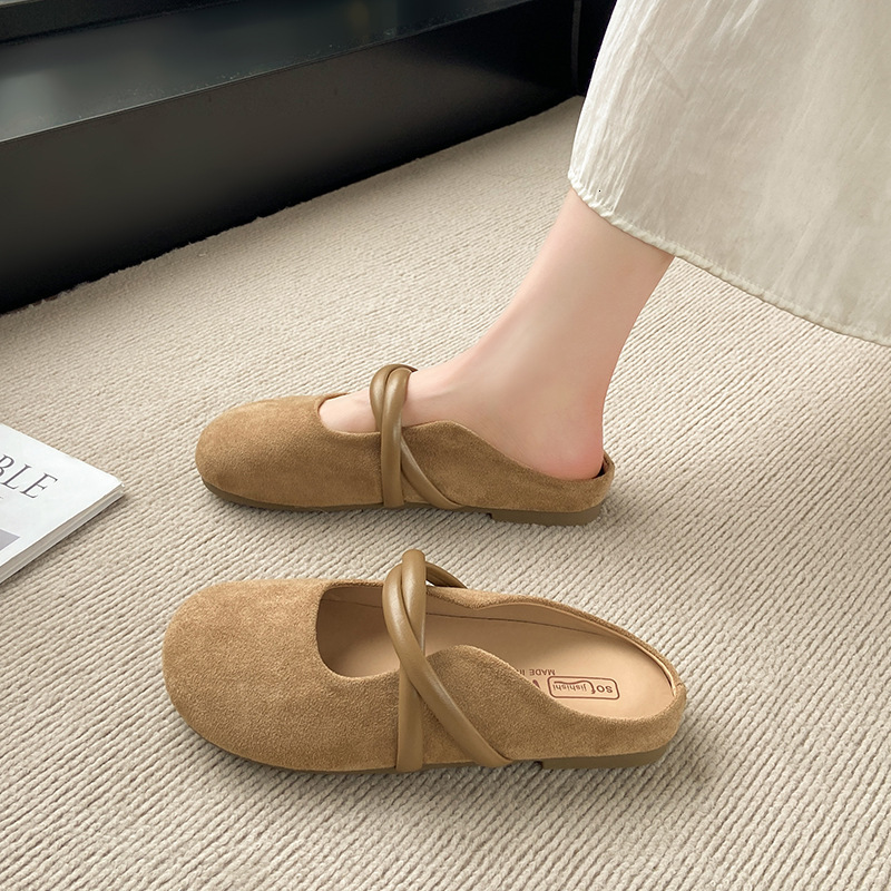 Ddmyoutdoor Soft Sole Closed Toe Women Outdoor Wear New Spring Flat Lazy Maternity Slip On Half Slippers For Summer Outdoor Shoes