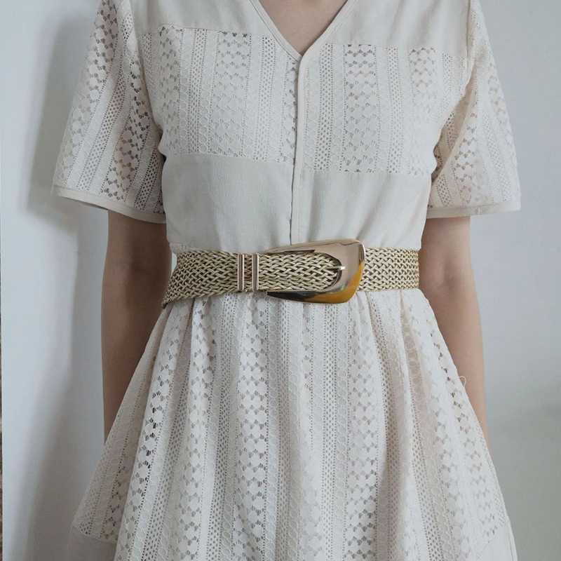 Fashion Wen PP Straw Belt Bohen Wide Elastic Waist Belt Braided Waistbelt Summer Casual Dress Waistband Apparel Accessories X250614