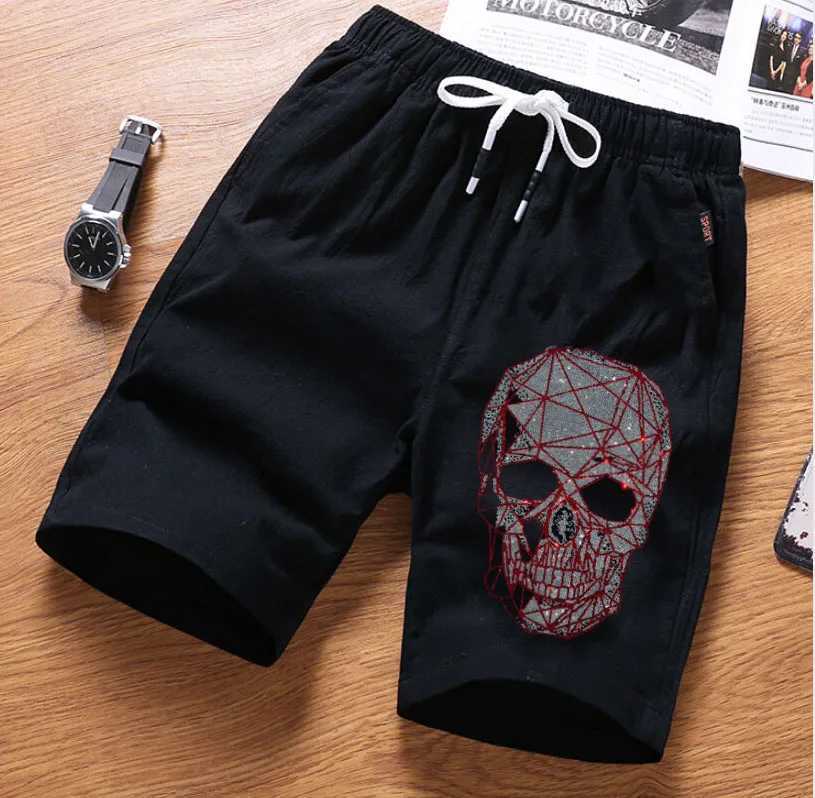 Hot drill Men Joggers Shorts Mens Rhinestones Short Pants Fitness Male Beach W250614