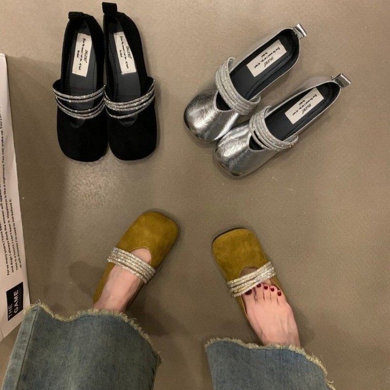 Ddmyoutdoor Mary Jane Women S New Slip On Leather For To Match Dresses Elegant Flat Silver French Style Single Shoes Outdoor Shoes