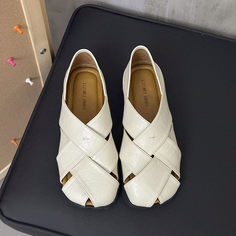 Ddmyoutdoor Artistic Forest Style Flat For Women Leather Back Strap Roman Shoes Summer New Soft Sole Ladies Sandals Outdoor Shoes