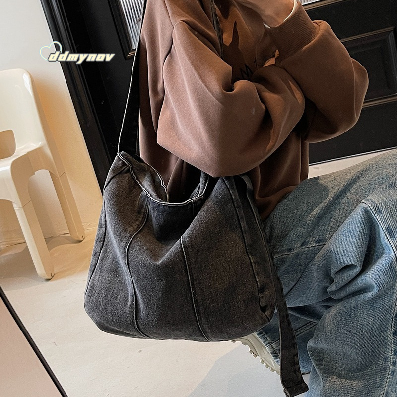 Fashion Handbag Niche Versatile New Single Shoulder Casual Denim Wear-resistant Large Capacity Lazy Crossbody Bag ddmynov