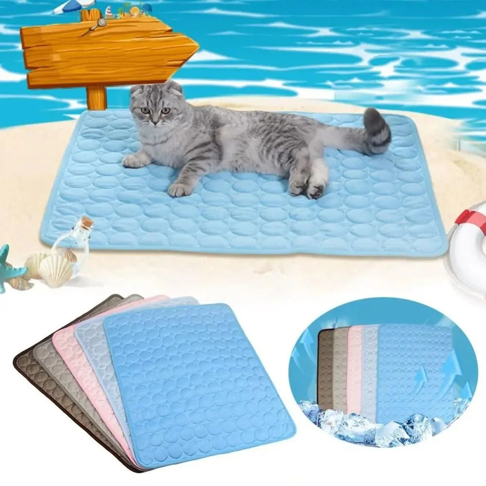 5 sizes Cool Ice Silk Moisture-proof Mattress Cushion Pet Cooling Mat Dog Cat Sleeping Pad Summer Small Animal Cold Bed 250614