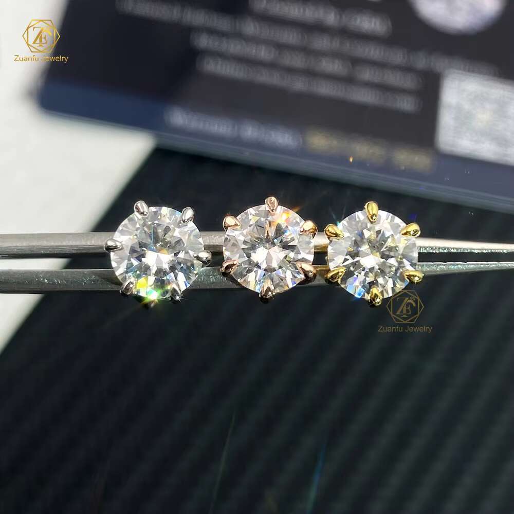 Moissanite Stud Earrings with Gra Certificate 1 Carat VVS Diamond Earrings Pass Diamond Test 925 Silver Earring for Women Ladies
