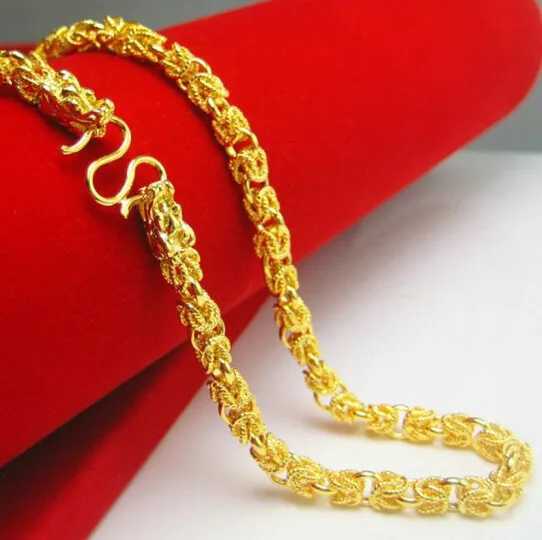 Men domineering dragon head dragon robe necklace 24K gold AU999 inlaid dragon claws Sanskrit spell chain buckle Z250614