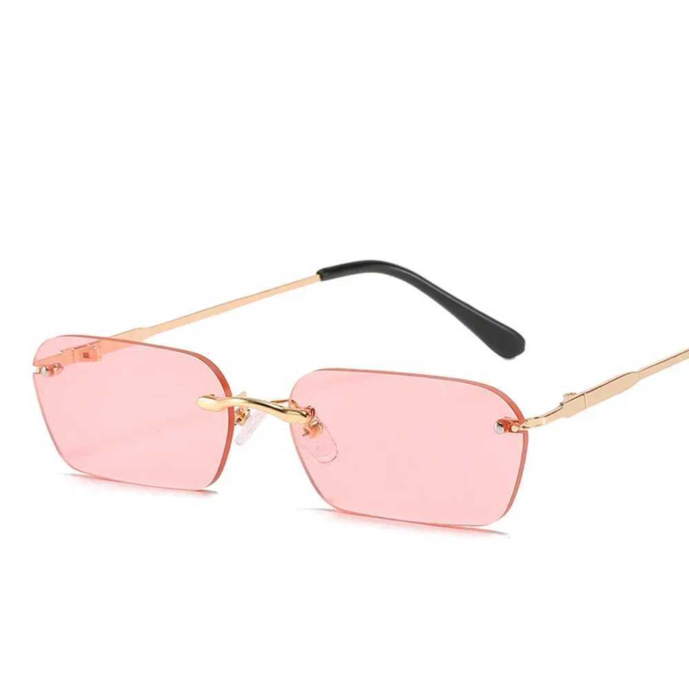 MUSELIFE Rimless Rectangle Sunglasses Women UV400 Driving Sun Glasses Men Clear Color Summer Accessories Square Small Size Z250614
