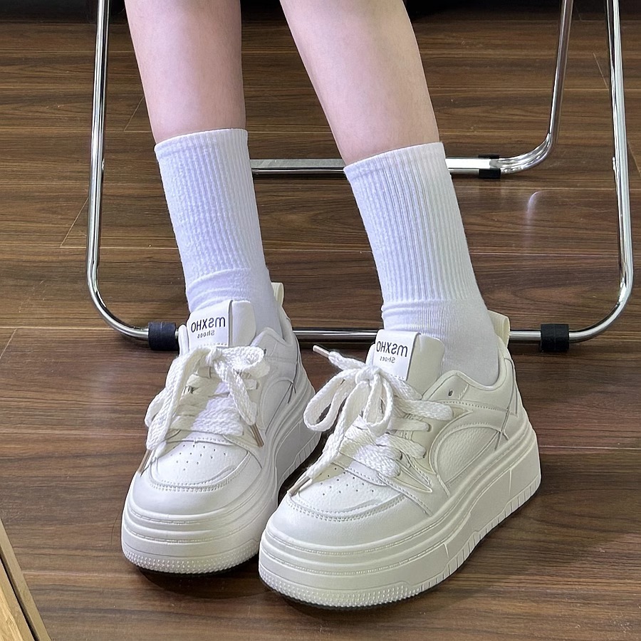 Ddmysports Platform White Sneakers For Women Students Spring New Versatile Casual Height Increasing Board Ins Trendy Sports Shoes Outdoor Shoes