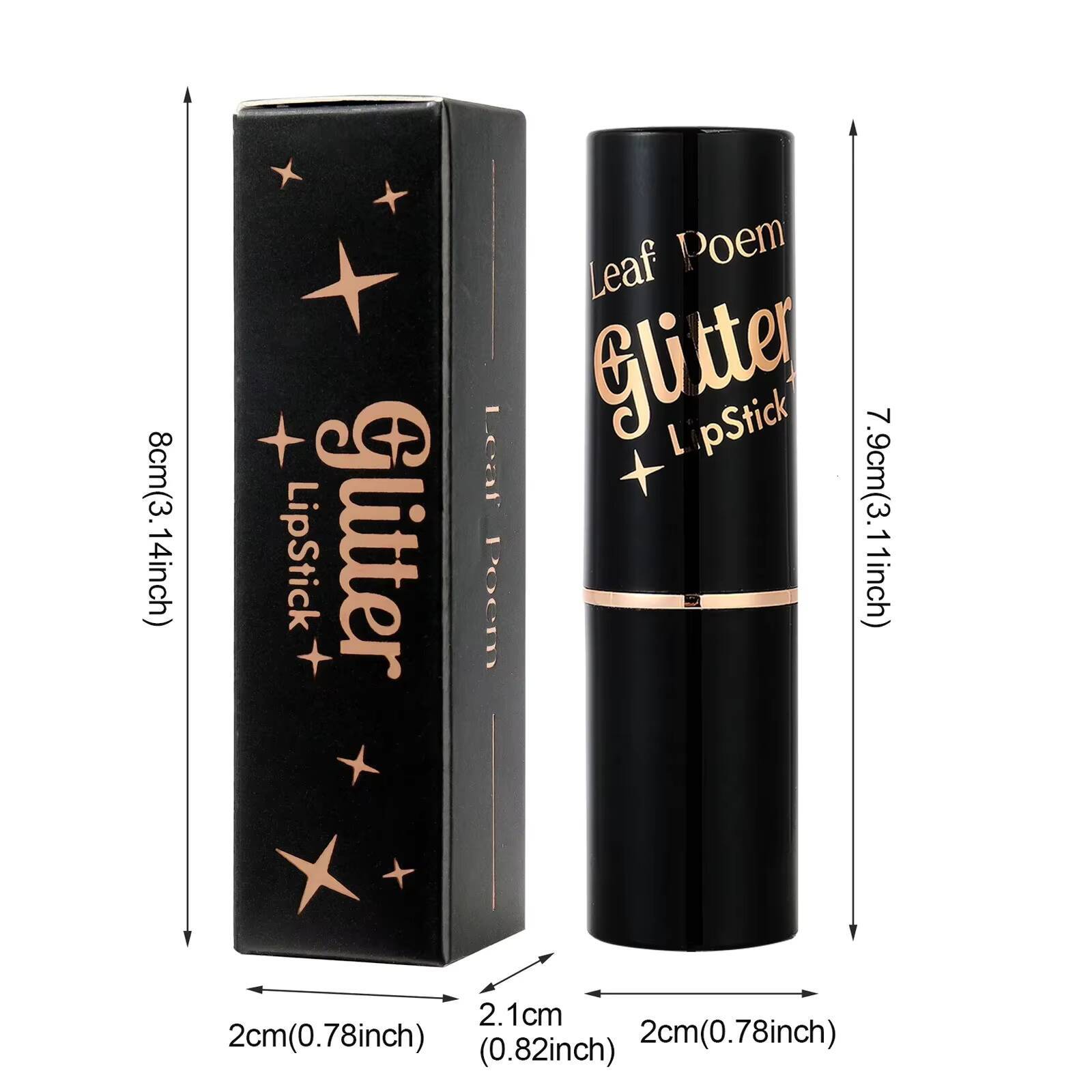 Matte Glitter Lipstick Waterproof Lasting Moisturizing Diamond Glaze Sexy Nude Shimmer Black Tube Lip Tint Makeup happy