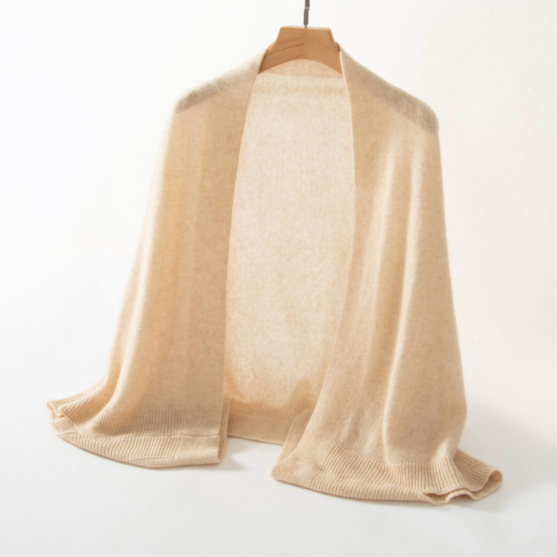 K1022 Spring and Autumn Cashmere Knitted Shawl Women's Multifunctional Scarf Cape Air-conditioned Room Thin Section Pure Color Wool Outer Shawl