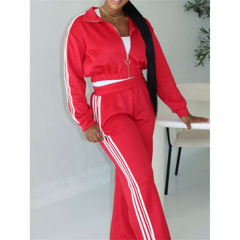 Autumn New Fashion Loose Casual Sports Style Solid Color Long Sleeve Top Jacket And Pants Set For Women B5