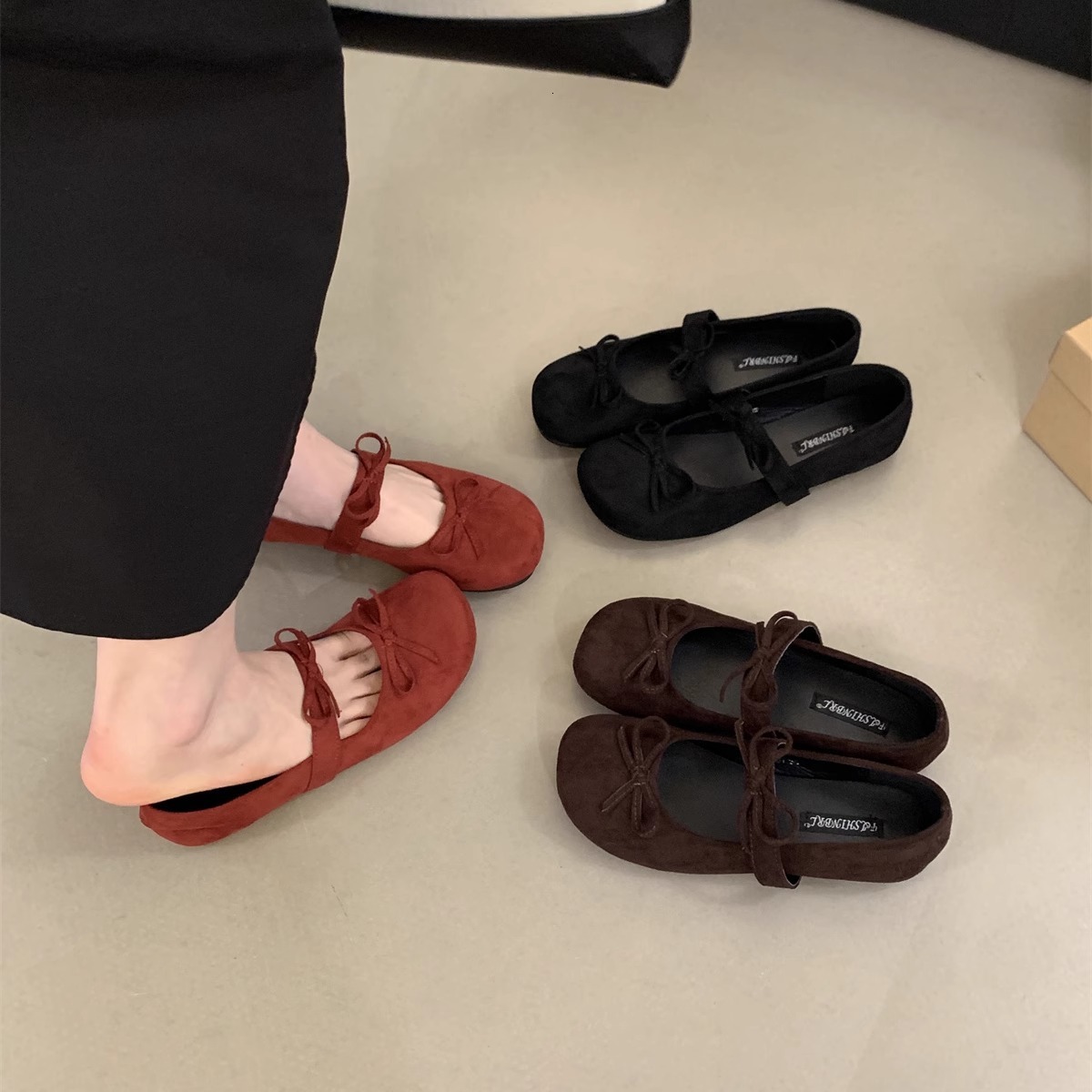Ddmyoutdoor French Little Red Shallow Mouth Single For Women Spring And Autumn New Gentle Fairy Style Ballet Evening Flat Mary Jane Shoes Outdoor Shoe