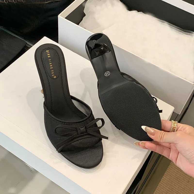 Footwear Elegant Women Heeled Sandals Butterfly-Knot Fashion Round Toe Ladies Thin High Heels Sandals Female Slides Pumps Shoes Z250614