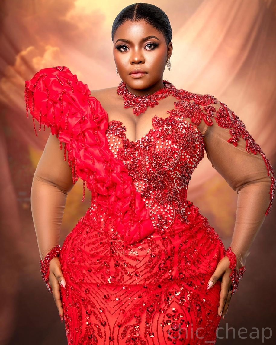 Red Sheath Brown Prom Dresses 2025 Sequined Crystals Beaded Sparkly Evening Formal Party Second Birthday Engagement Gowns Plus Size Dress For Special 