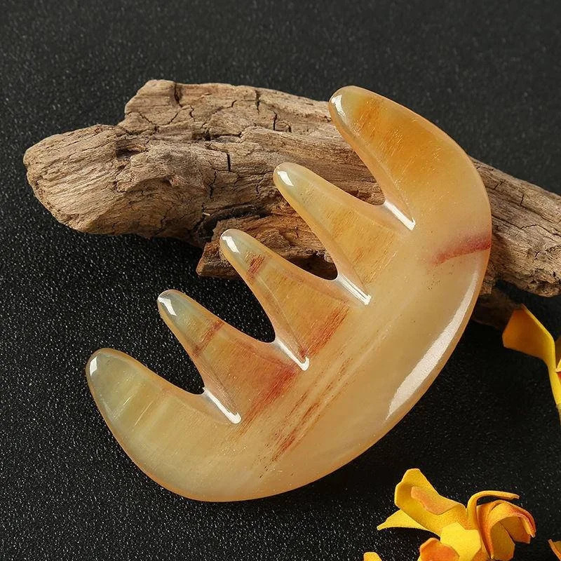 Natural Ox Horn Pocket Comb Wide Toothed Comb SPA Gua Sha Scalp Massage Brush Hair Care Tool 250612